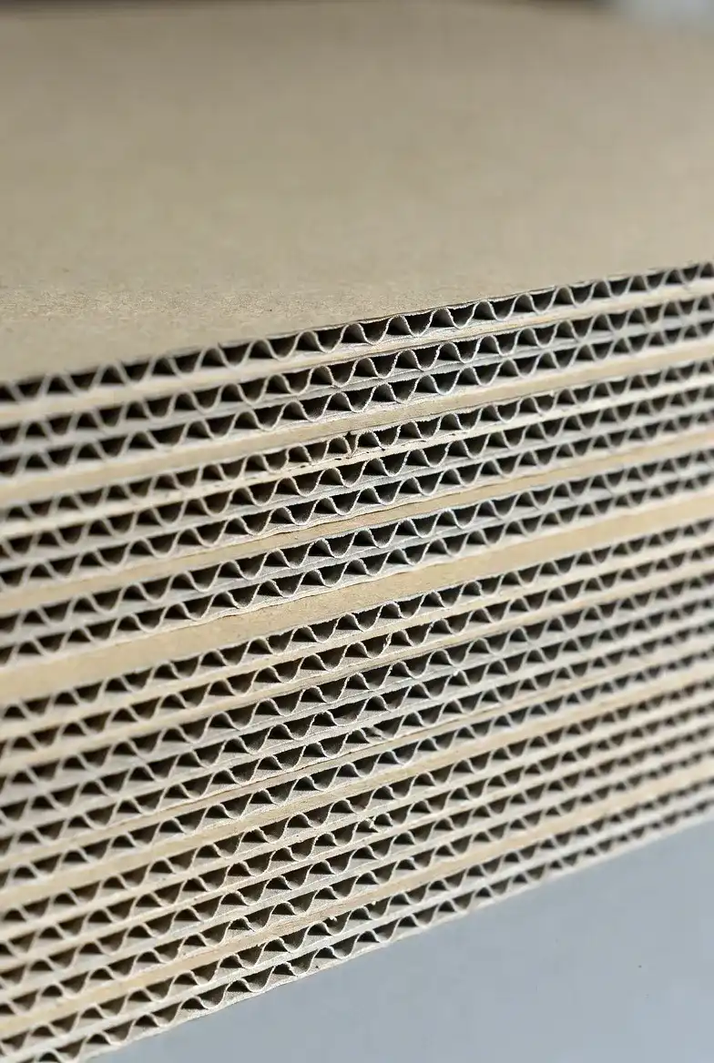 Close-up of corrugated fiber lining used in packing
