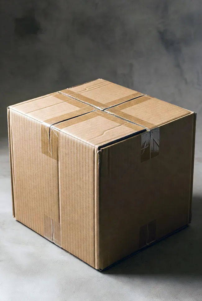A simple sealed corrugated shipping box