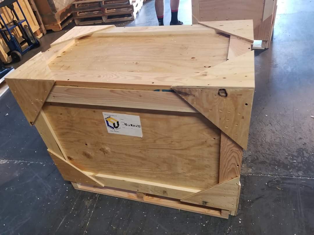 Finished custom wooden crate viewed from the top